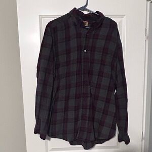 The Foundry Supply Co. Maroon and Grey Flannel button down shirt